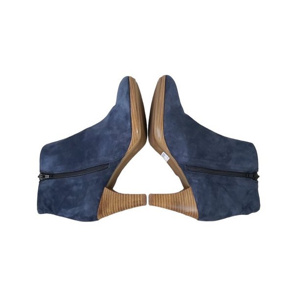 Manfield dark blue nubuck leather heeled ankle boots - Picture 8 of 12